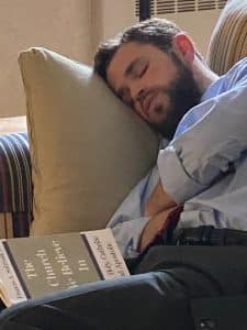 man studying